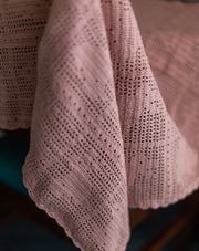 Soft salmon crochet rabbit kids blanket, handmade baby blanket by The Mango House Trust